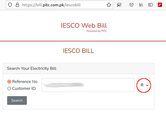 Web Bill with new Reference number IESCO
